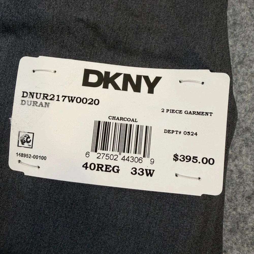 DKNY Duran Men Charcoal Grey 2 Piece Suit 40R 33W DNUR217W0020 New